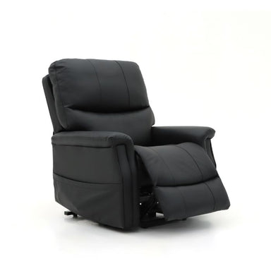 Isometric view of a Black Standard size Top Gun Maximus Electric Lift Chair in the seated position.