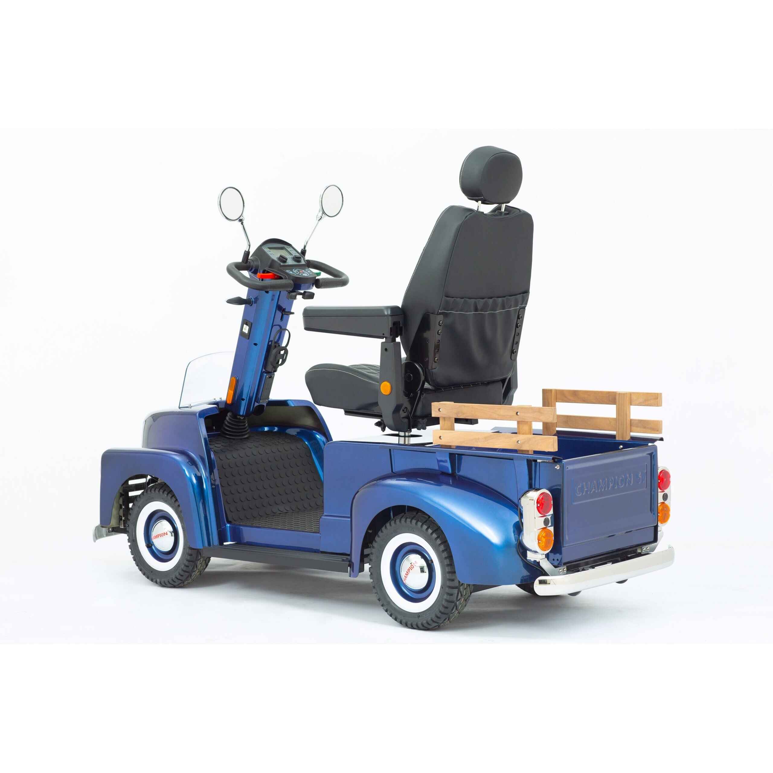 Freedom Champion 57 Mobility Scooter in Blue rear isometric view