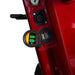 Freedom Gladiator Mobility Scooter in red close up of the USB ports on the tiller