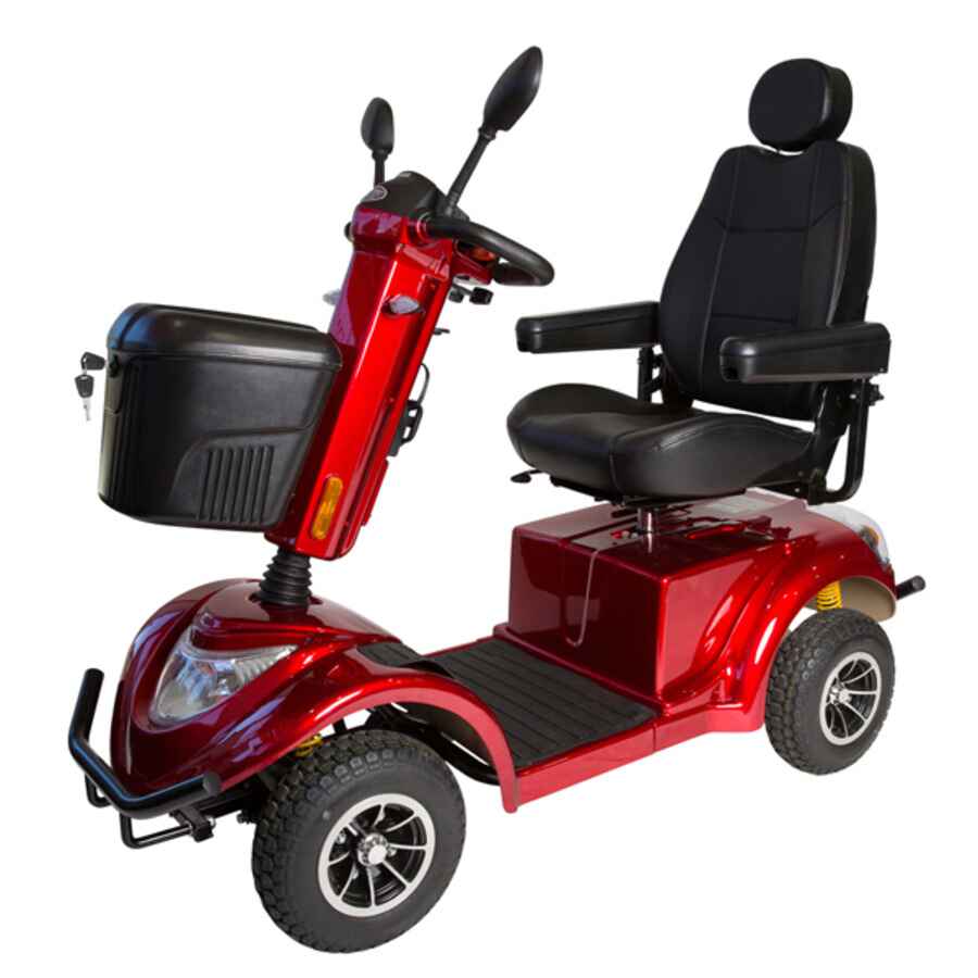 Freedom Gladiator Mobility Scooter in red front isometric view