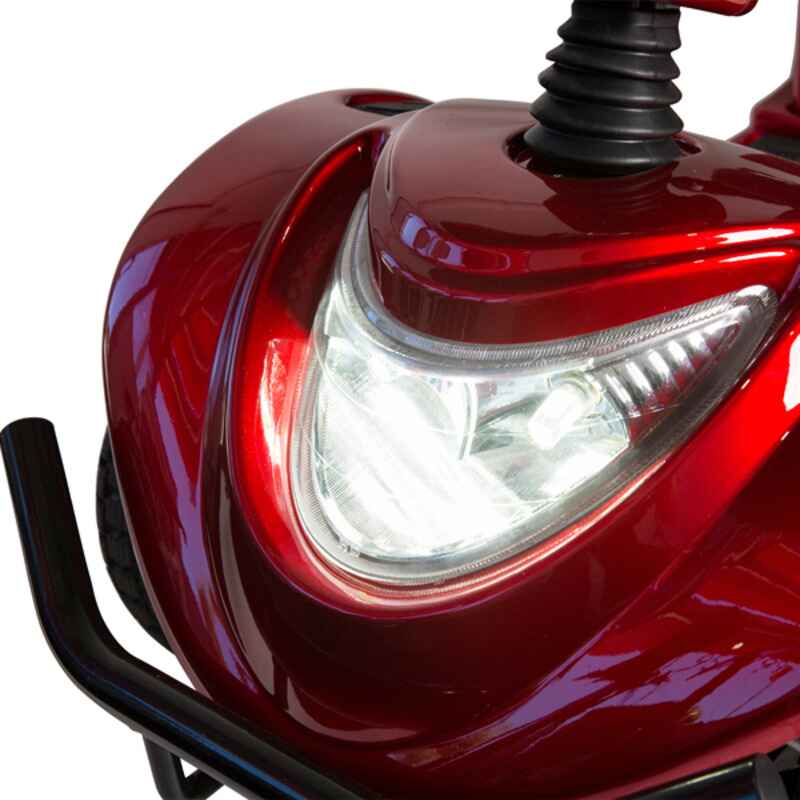 Freedom Gladiator Mobility Scooter in red close up of the headlight