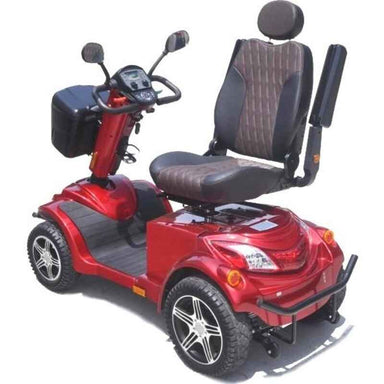 Freedom Hurricane Grand Mobility Scooter in Red rear isometric view with swivel seat