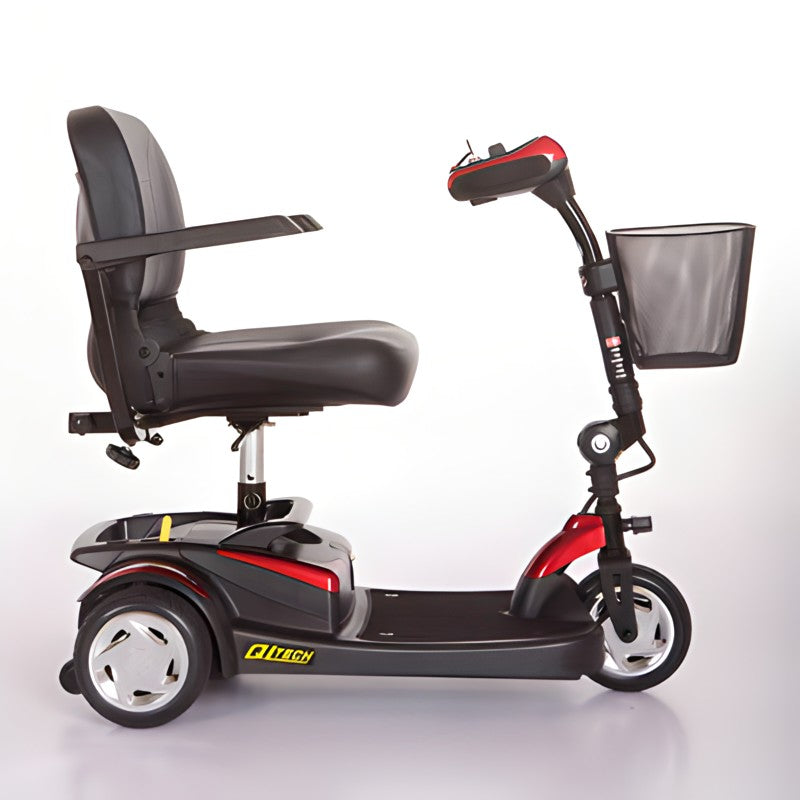 Side view of the Freedom Lunar 3 mobility scooter in red.