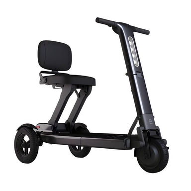 Front isometric view of the Relync R1 Mobility scooter in Black.