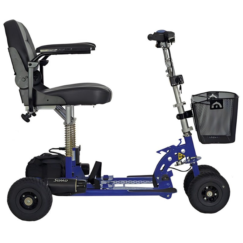 Side view of the SupaScoota Sumo Mobility Scooter in Dark Blue