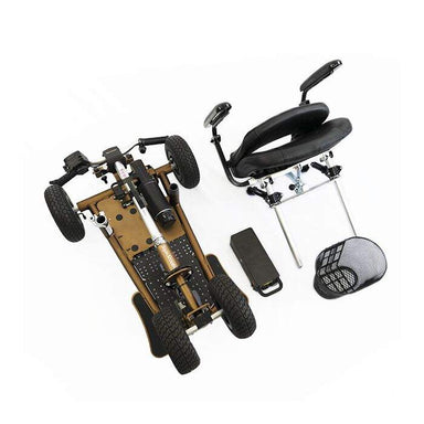 SupaScoota Supalite Sport Mobility Scooter top down view of scooter in 4 pieces