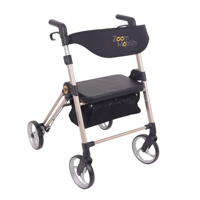 Top Gun Air Max Z01 Rollator Walker in gold from the front view