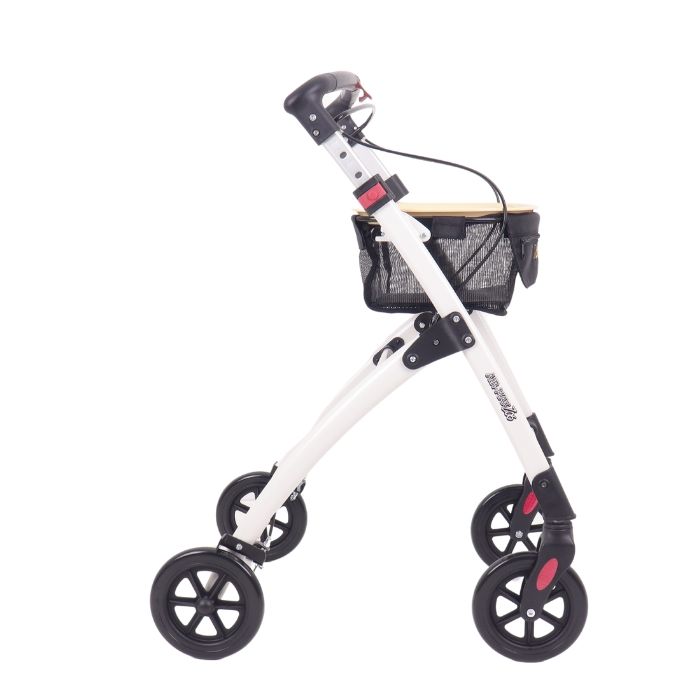 Top Gun AirMax Z06 rollator walker in white colour from the side view.