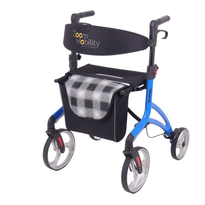 front view of the top gun airmax z08 rollator walker in blue