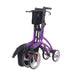 front view of the top gun airmax z08 rollator walker collapsed for transport or storage in purple