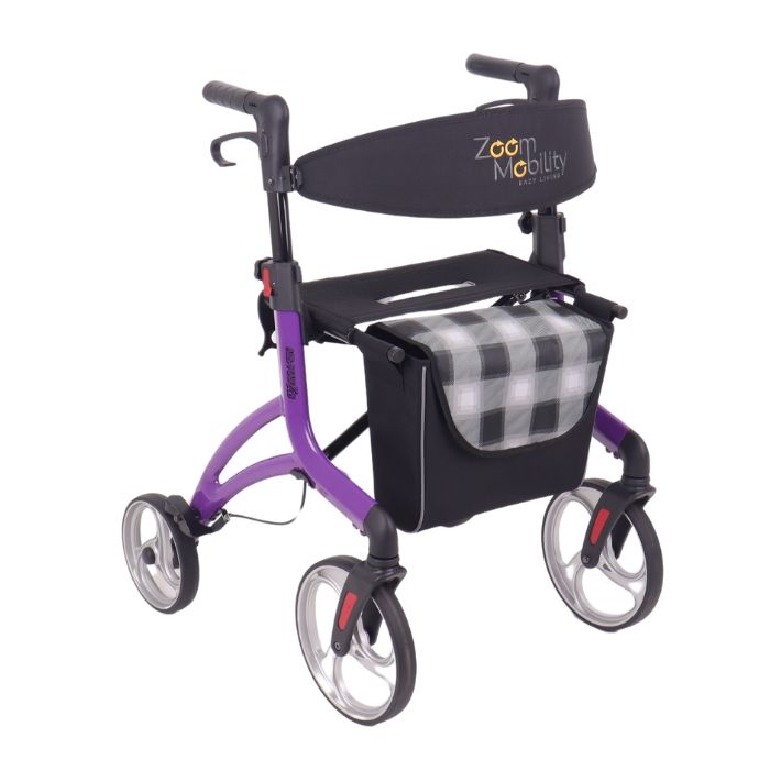 front view of the top gun airmax z08 rollator walker in purple