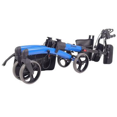 Top Gun Airmax Z11 Rollator Walker in blue collapsed down for storage or transport