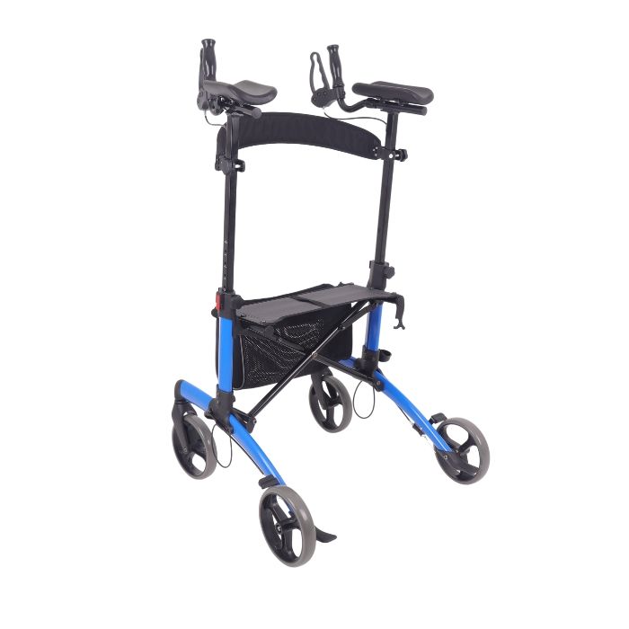 Top Gun Airmax Z11 Rollator Walker in blue from the rear view