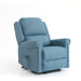 Isometric view of a denim coloured Top Gun Augustus Electric lift chair in the standard position