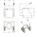 Schematic views of the Top Gun Kensington Toilet Lift Seat with dimensions.