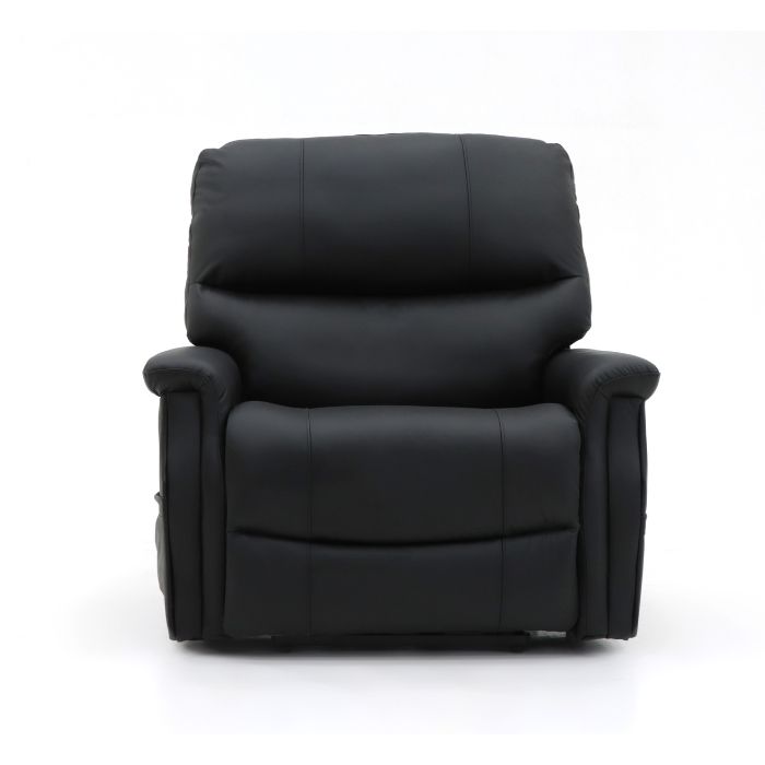 Front view of a Black, Heavy Duty size Top Gun Maximus Electric Lift Chair in the seated position.