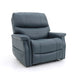 Isometric view of a Navy Blue, Heavy Duty size Top Gun Maximus Electric Lift Chair in the seated position.