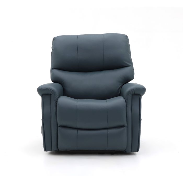 Front view of a Navy Blue, Standard size Top Gun Maximus Electric Lift Chair in the seated position.