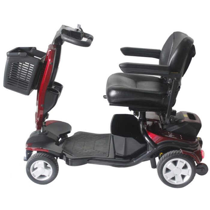 Side view of the Top Gun Tranzforma electric wheelchair in the scooter mode