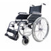 Front isometric view of the Top Gun Trojan wheelchair in white.