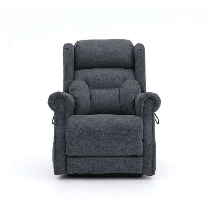 Front view of a Dark Grey coloured Top Gun Valentina Electric Lift Chair in the seated position.