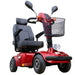 Front isometric view of the Trek Evolution 4 Mobility Scooter in Red.